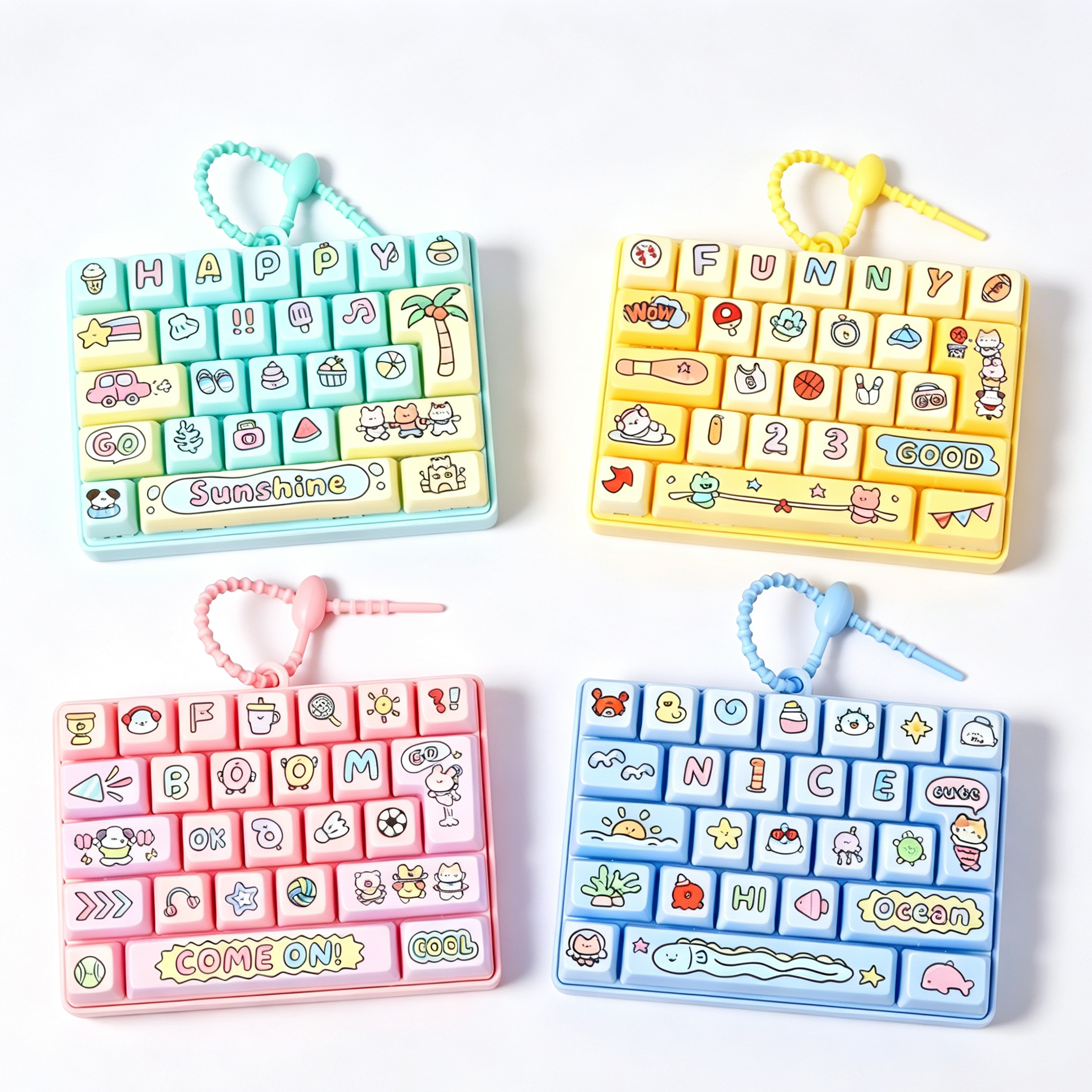 Cartoon Alphabet Mini Fidget Keyboard Pop It Toy 4 Colors
