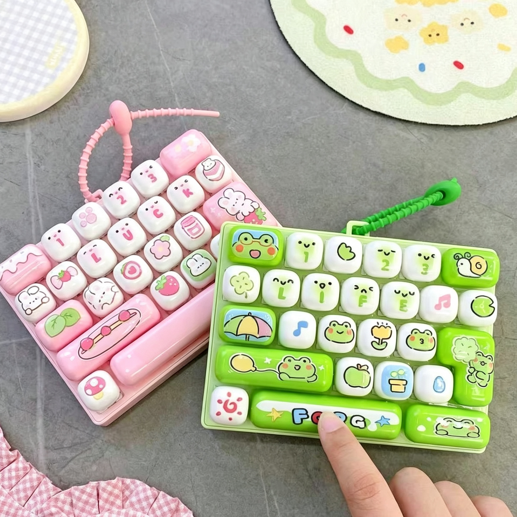 Cute Mini Fidget Keyboard Toy 26 Keys Animal Sensory Pop It Lanyard Gift for Kids