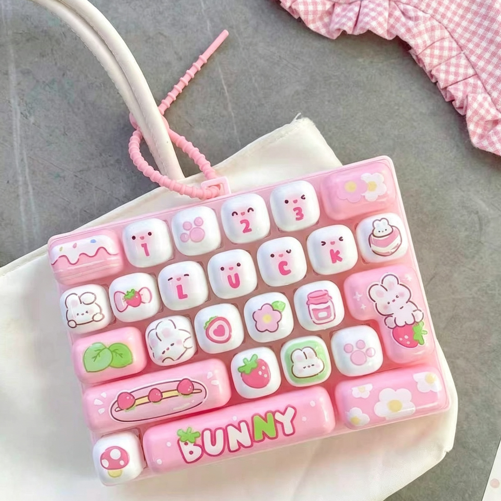 Cute Mini Fidget Keyboard Toy 26 Keys Animal Sensory Pop It Lanyard Gift for Kids