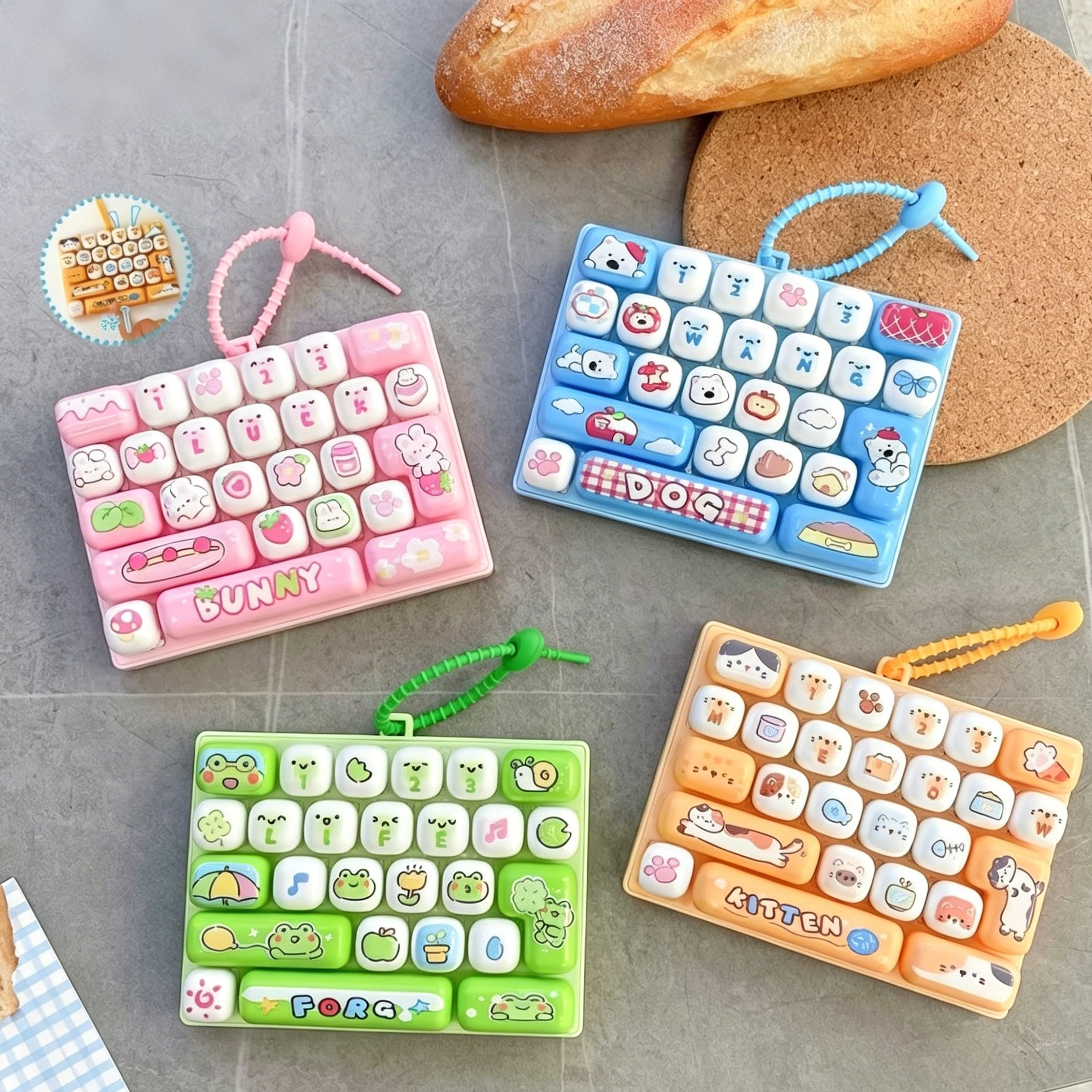 Cute Mini Fidget Keyboard Toy 26 Keys Animal Sensory Pop It Lanyard Gift for Kids